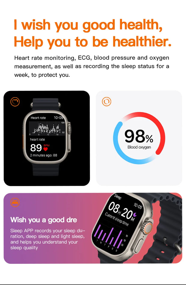 Montre Connectée Ultra – Écran AMOLED, NFC & Boussole